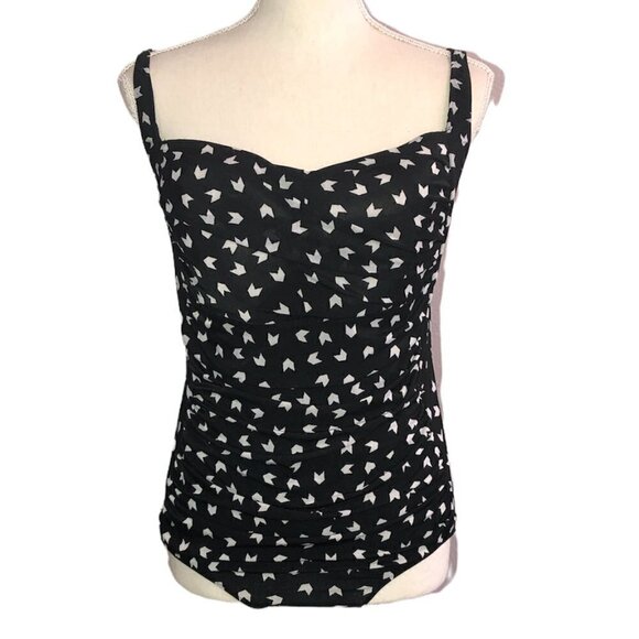 Handmade Swimsuit Women's Size Medium Black White Twist-Top Ruched One Piece - Picture 8 of 8